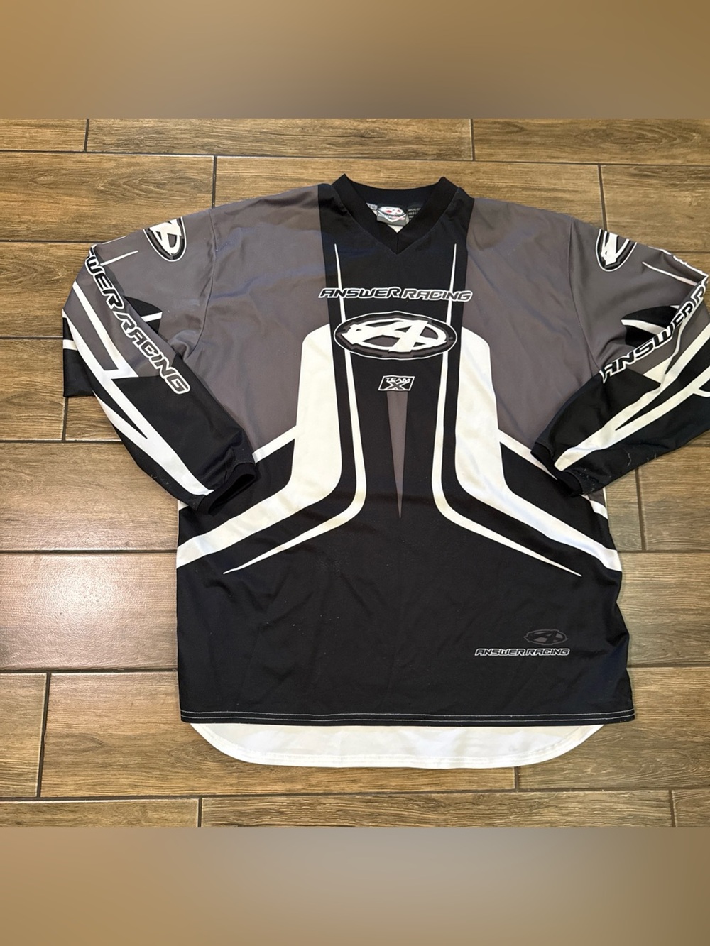 Answer Racing Shirt Mens Gray Black Jersey Moto Motocross Dirt Bike XL